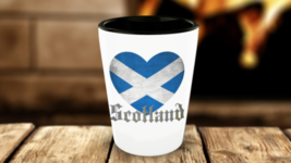 Scottland Shot Glass Scottish Flag Heart I Love Scotland Father Day Gift Ceramic - £13.55 GBP