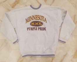 VTG 90s Legend Athletics MINNESOTA Purple Pride Gray Crewneck Sweatshirt... - £23.17 GBP