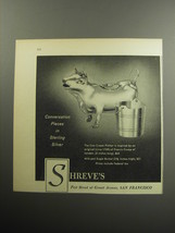 1957 Shreve&#39;s Cow Cream Pitcher and Milk-Pail Sugar Bowl Advertisement - £14.73 GBP