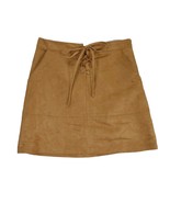 Lauren Conrad Sz 2 Lace-Up Tie Front Tan Faux Suede Mini Skirt Pockets P... - $26.46 CAD