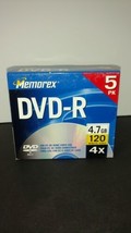DVD-R Memorex 4.7GB DVD-R Media (5-Pack with Jewel Cases) New In Box - £3.97 GBP