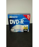 DVD-R Memorex 4.7GB DVD-R Media (5-Pack with Jewel Cases) New In Box - £3.92 GBP