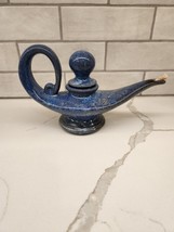 Vintage Bill &amp; Vive Mohl Art Pottery Oil Lamp Signed Genie Aladdin Style Blue - £57.50 GBP