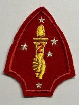 WWII, USMC, 2nd MARINE DIVISION, PATCH, FELT, YELLOW HAND, VARIATION - $14.85