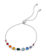 .925 Sterling Silver Rainbow Pride Crystal Bolo Bracelet - $87.69 CAD