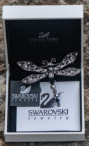 Swarovski Crystal Dragonfly Gunmetal Grey Brooch Pin Vintage Jewellery Boxed - £121.71 GBP