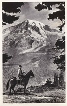 RPPC Mount Rainier National Park - View From Plummer Peak - Man on Horseback T15 - £5.57 GBP