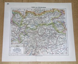 1938 Original Vintage Map Of Tyrol Tirol Vorarlberg Kärnten Carinthia Austria - $27.08