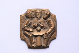 Vintage bas-relief bronze Eucharist &quot;Lord&#39;s Supper&quot; , Jesus Christ - £46.19 GBP