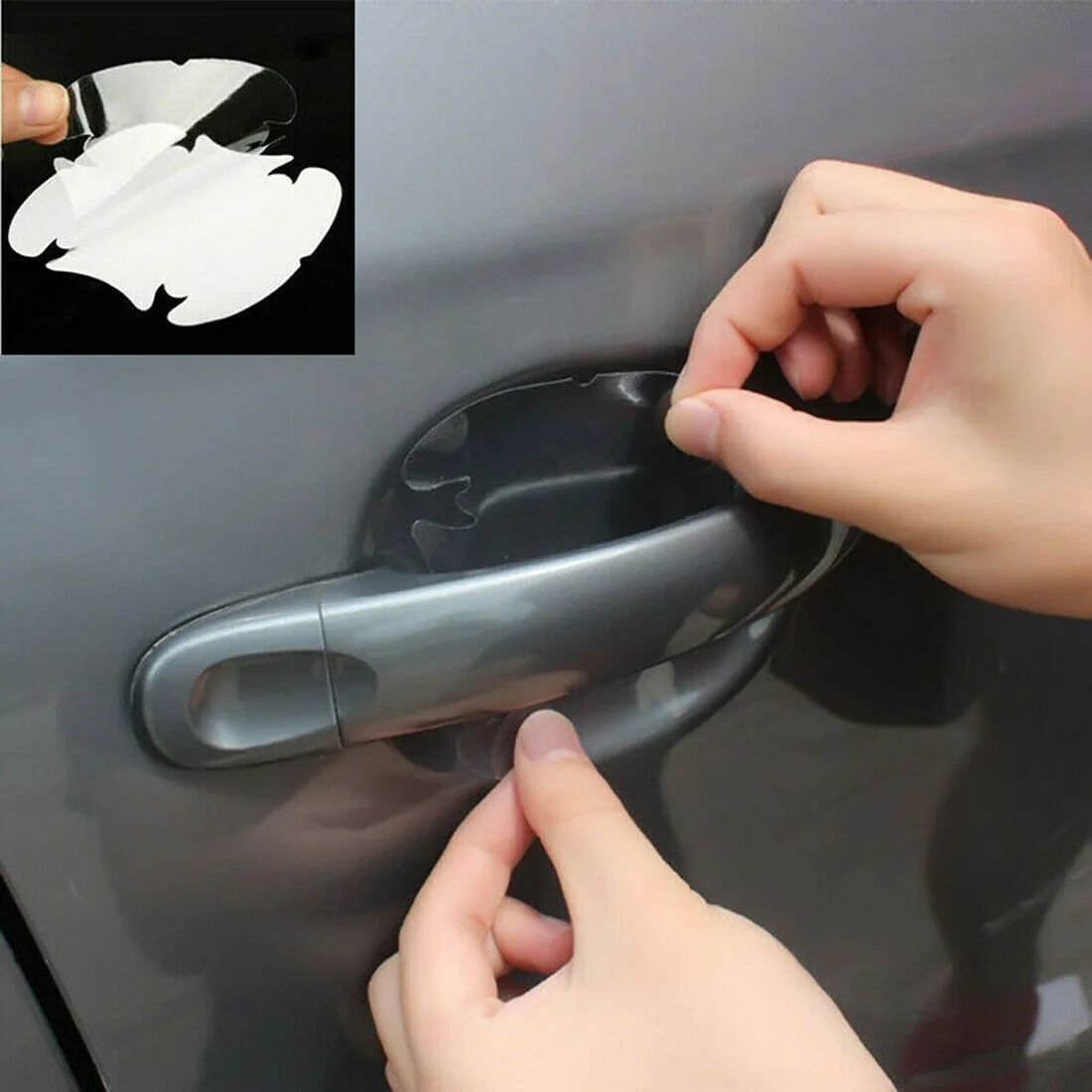 Car Door Handle Protective Film - Fiber Vinyl, Transparent, 8.5cm x 9.5cm, Pac - £11.27 GBP