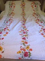 &quot;&quot;Poppies &amp; Morning Glories&quot;&quot; - Vintage Terry Cloth Table Cloth - 52 X 80 - £22.62 GBP