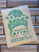 Soccer Mom Messy Bun Sunglasses Vinyl Decal Car Window Tumbler Cup Colors 6” - £6.04 GBP