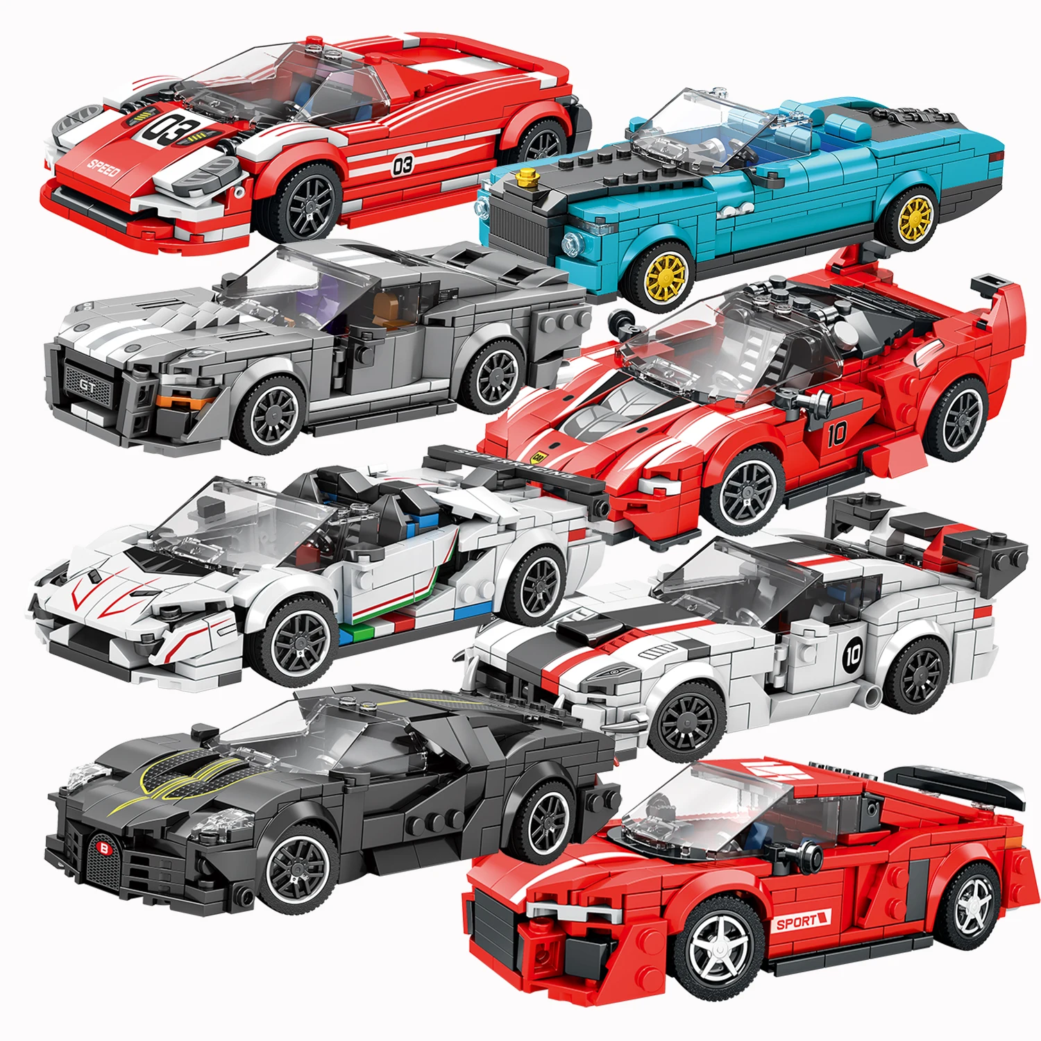 Car Series Building Blocks Model Sets Sports Racing Speed Champion DIY - £8.86 GBP+
