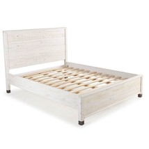 Full Size Solid Wood Platform Bed Frame with Headboard in Rustic White Finish - $16,237.39 MXN