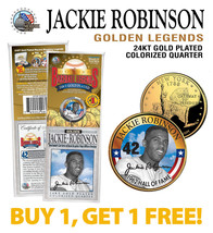 JACKIE ROBINSON Golden Legends 24K Gold Plated New York State Quarter Co... - $18.65