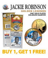 JACKIE ROBINSON Golden Legends 24K Gold Plated New York State Quarter Co... - £14.66 GBP