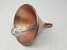 Antique Heavy Copper Funnel 5&quot; Diameter with Ring Handle Soldered Seam V... - $44.10