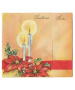 VINTAGE 1940s WWII ERA Christmas Greeting Holiday Card CANDLES POINSETTI... - £11.63 GBP