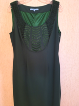 ANTONIO MELANI Size 10 Beaded Dark Green Sleeveless Lined Polyester Dress - £15.88 GBP