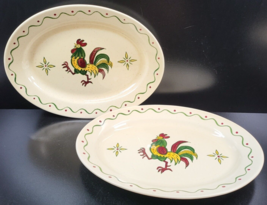 2 Metlox Poppytrail California Provincial Red Rooster 13 5/8&quot; Oval Platters Set - £46.45 GBP