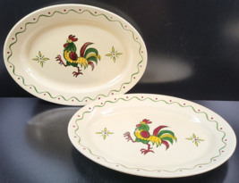 2 Metlox Poppytrail California Provincial Red Rooster 13 5/8&quot; Oval Platt... - $59.07