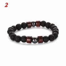 Accessories Fashion Jewelry Elastic Yoga Beads Bangle Black Rock Stone Lava Rock - £6.92 GBP
