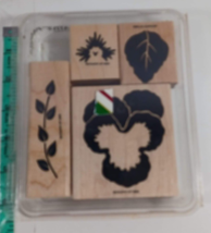 Stampin Up Definitely Decorative Pansies Rubber Stamp Set 4 Flowers Retired 1996 - £7.81 GBP