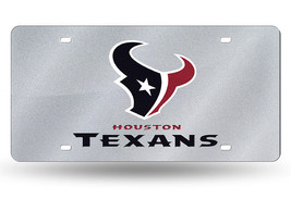 Houston Texans Bling Silver Glitter Laser Cut License Plate Tag NFL - $342.53 MXN