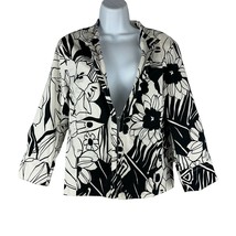 Erin London Women&#39;s Floral Black &amp; White Blazer Jacket Size L - £14.81 GBP