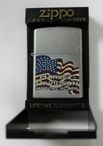 Harley Davidson Motorcycles Silver Zippo Lighter American Flag E 06 Hard Case - $24.99