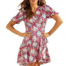 Guess Womens XS Tribal Rhombus Pink Combo Wrap Dress NWT AZ40 - £41.60 GBP