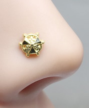 Traditional Wheel Style Real Gold Nose stud 14K Ethnic Indian nose ring Push Pin - £27.27 GBP