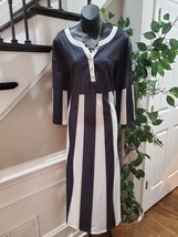 Women&#39;s Black &amp; White Polyester V-Neck Long Sleeve Casual Long Maxi Dres... - £22.15 GBP