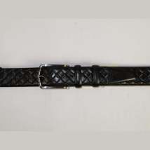 Men Black Genuine Leather Belt PIERO ROSSI Turkey Soft Full Grain #Black Woven image 3