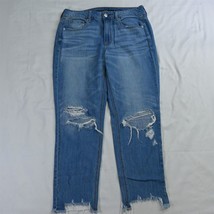 American Eagle 8 Hi Rise Tomgirl Light 100% Cotton Destroyed Denim Jeans - £14.85 GBP