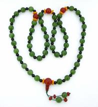 0.4&quot; China Certified Nature Hetian Nephrite Jade Green Round Beads Necklace 2498 - £74.38 GBP