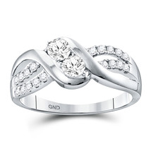 10kt White Gold Round Diamond 2-stone Bridal Wedding Engagement Ring 5/8... - $1,000.00