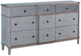 Dresser Chest of Drawers St Denis Pewter Gray Gold Wood Soft Glide 9-Drawer - £3,012.74 GBP