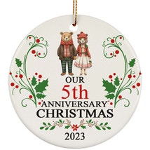 Bear Couple Our 5th Anniversary 2023 Ornament Gift 5 Years Christmas Together - £11.61 GBP
