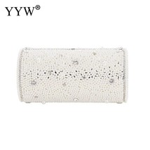 Beading  Bucket Bag Clutch Bag With Rhinestone Solid White 2021 Trend Top Handle - £97.04 GBP