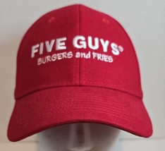 FIVE GUYS Burgers And Fries Hat Cap Adjustable New Employee Uniform Red - $14.45
