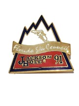 JACKSON HOLE Vintage Souvenir Resorts Travel Ski Lapel Hat Pin Wyoming WY 1991 - £7.30 GBP