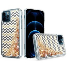 Liquid Quicksand Glitter Case Cover for iPhone 13 Pro Max 6.7&quot; BLACK GOLD ZIG ZA - £6.14 GBP
