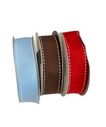 Stampin Up! Grosgrain Ribbon Double Stitched 3 Rolls Red/Bashful Blue/Ch... - $32.91 CAD