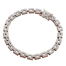 3.30CTW Round Certified DEF Moissanite Wedding Bracelet 14k White Gold Plated 7&#39; - £195.29 GBP