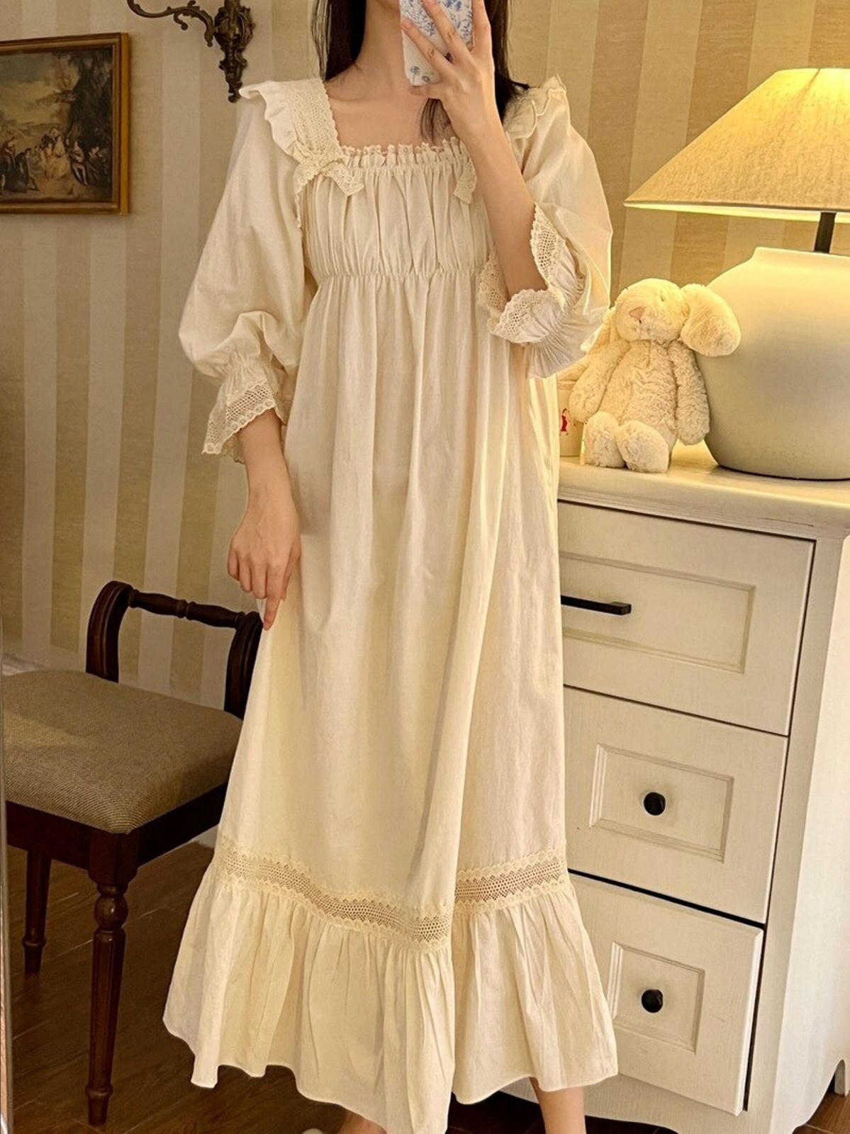 Vintage Victorian Nightgown, Soft Cotton White Vintage Nightgown, Beautiful Full