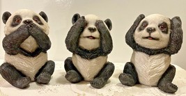 See Hear Speak No Evil Pandas Resin Figurines 6&quot; Panda Giftware Lot of 3 NEW - £23.44 GBP