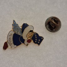 Alaska Angel holding Flag Gold Tone Vintage Lapel Pin - $13.50