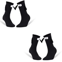 AWS/American Made 2 Pairs Magnetic Socks Holding Hands Shoe Size 5 to 10 (Black) - £9.34 GBP