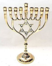 Authentic Temple Menorah HANUKKAH Gold Plated Candle Holder from Jerusalem - £70.51 GBP